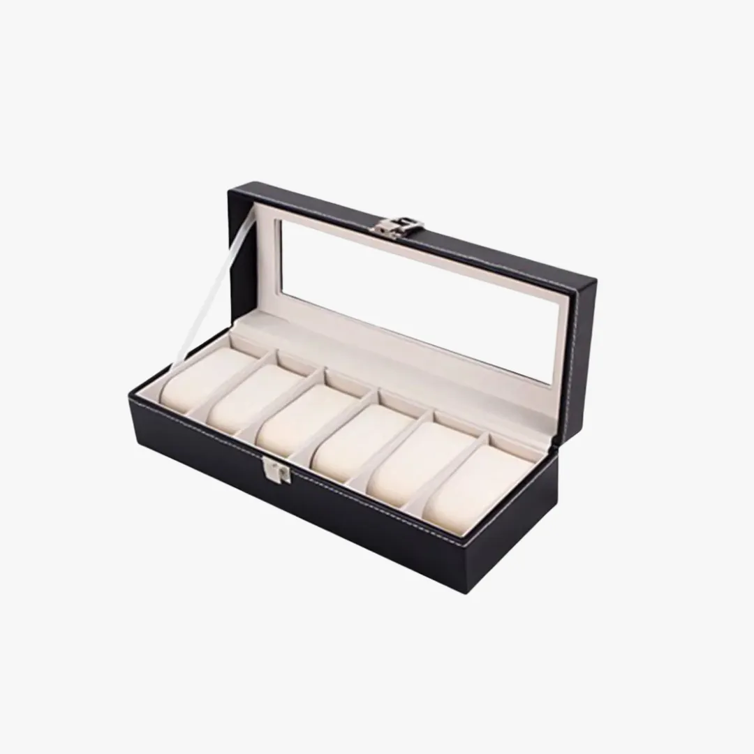 Mason | Watch Display Box – PU Leather Organizer Case with Glass Lid (2–20 Slots)