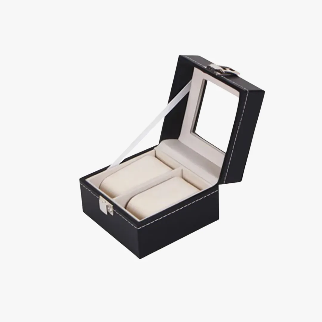 Mason | Watch Display Box – PU Leather Organizer Case with Glass Lid (2–20 Slots)