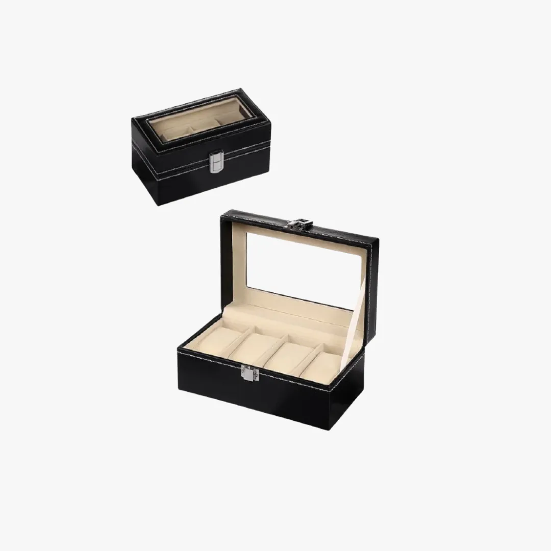 Mason | Watch Display Box – PU Leather Organizer Case with Glass Lid (2–20 Slots)