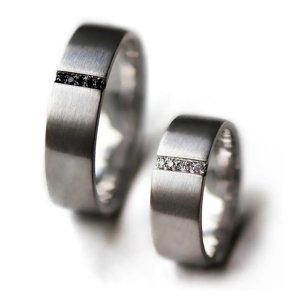 Matching engagement rings with B&W Diamonds