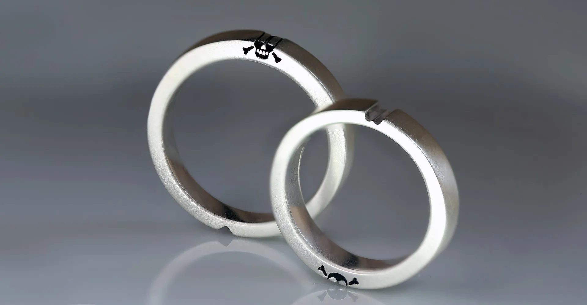 Matching Skull & Heart Union Rings