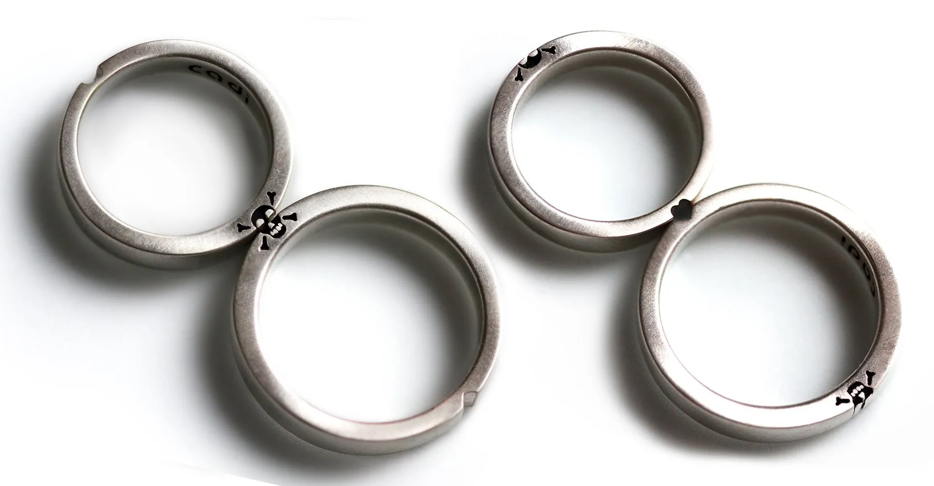 Matching Skull & Heart Union Rings