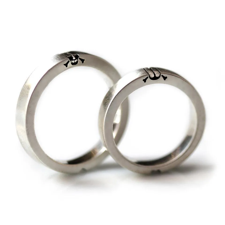 Matching Skull & Heart Union Rings