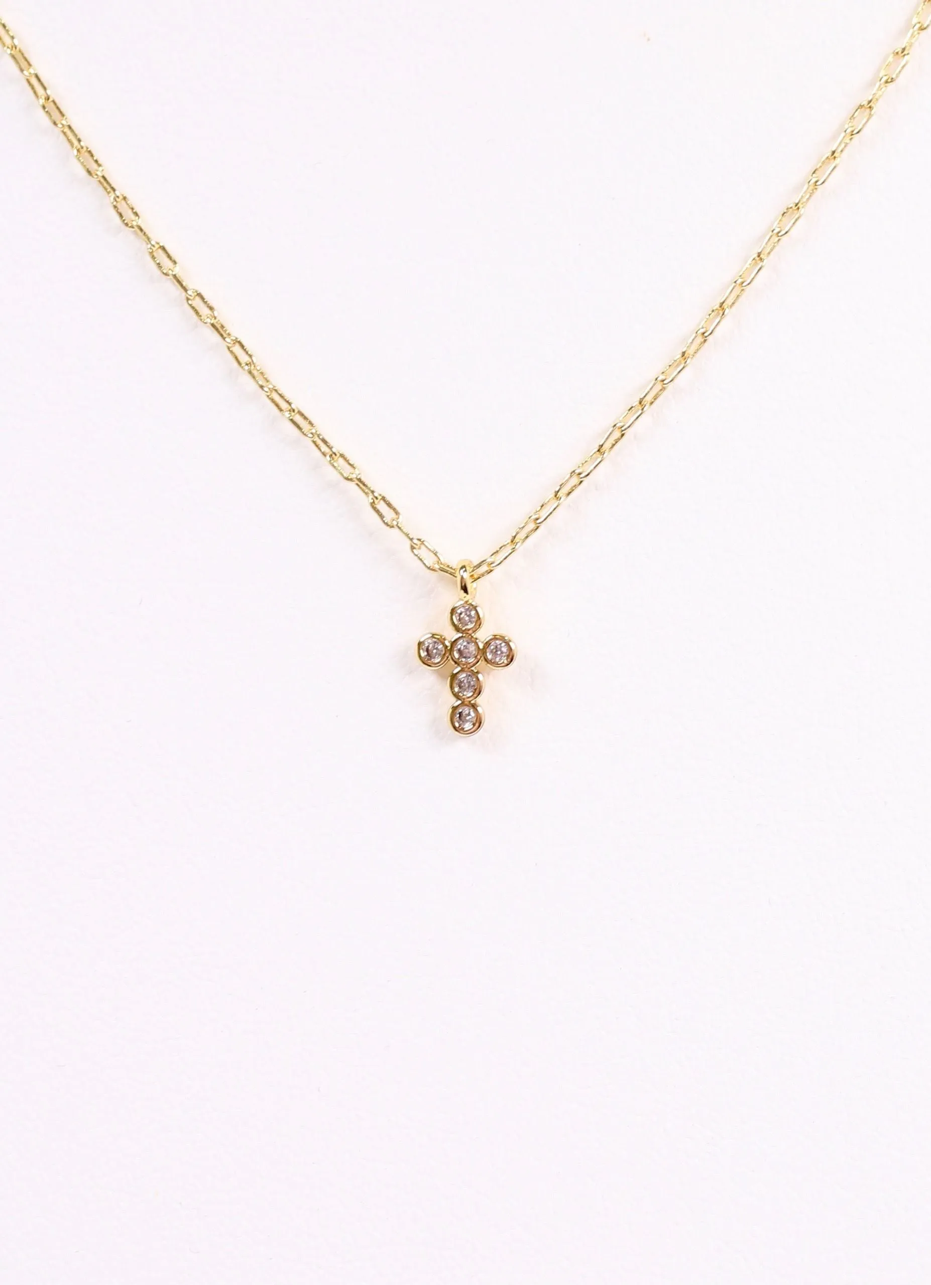 Mathew CZ Cross Necklace GOLD