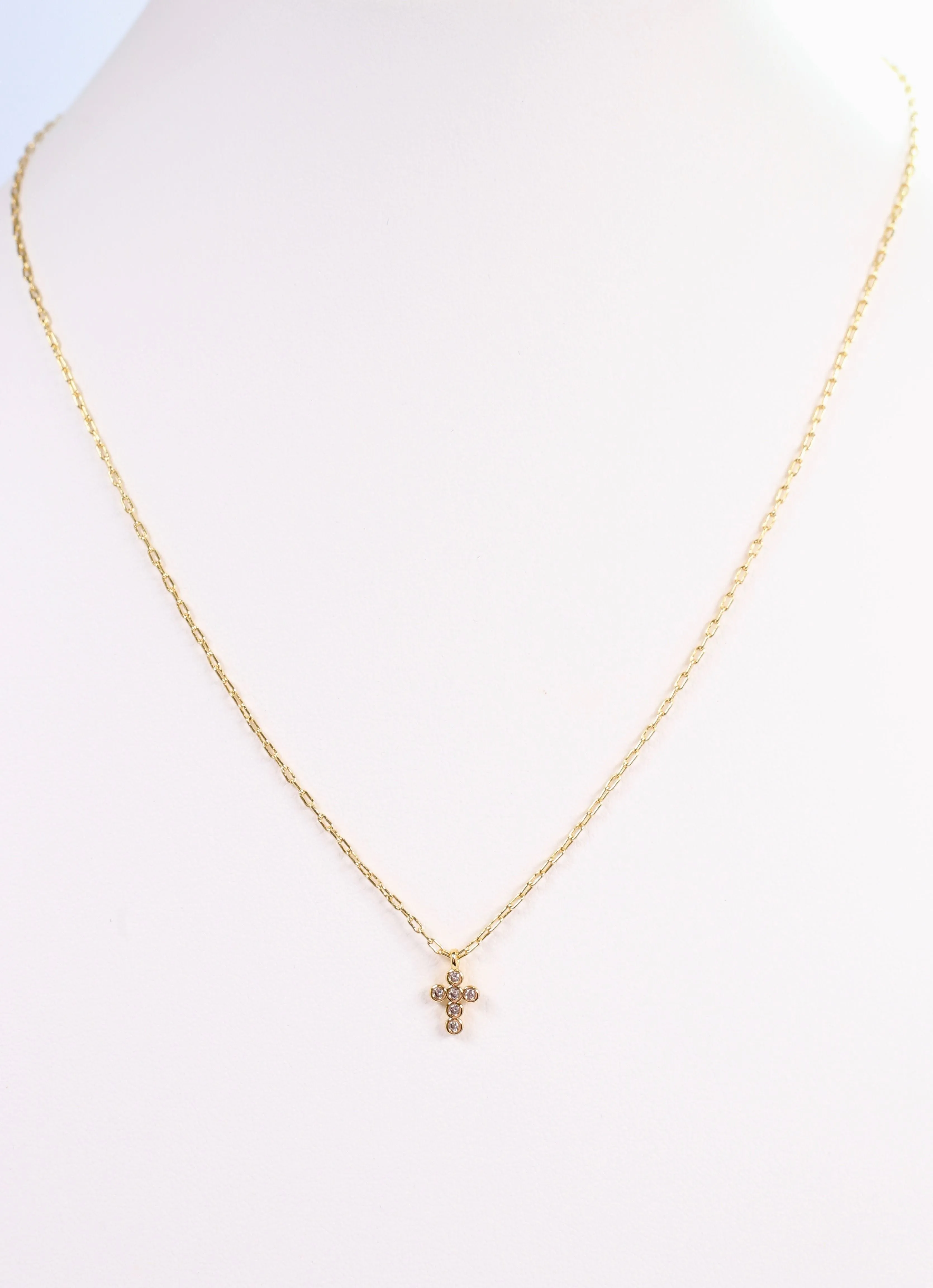 Mathew CZ Cross Necklace GOLD
