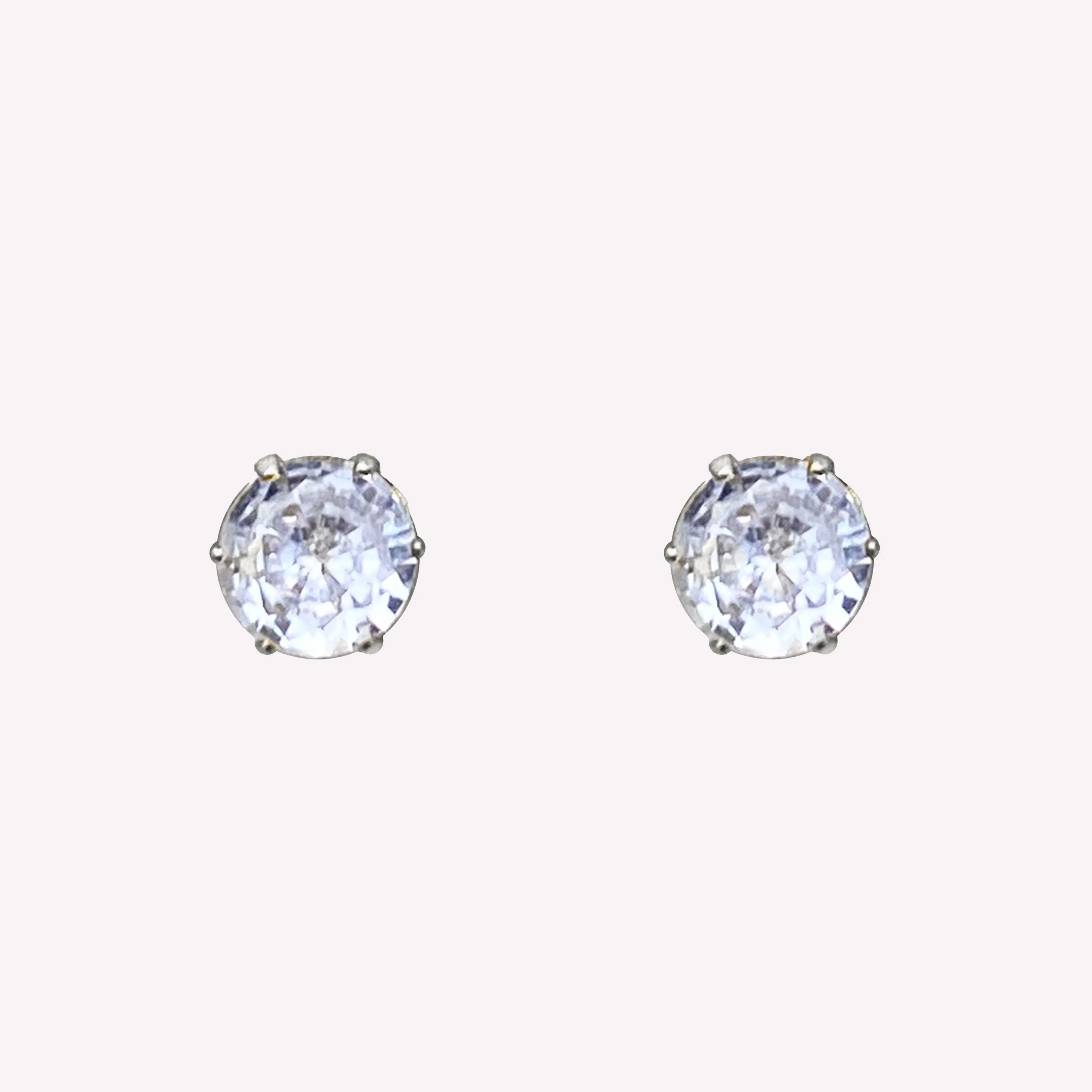 MEDIUM RHINESTONE STUD CLIP-ON EARRINGS IN SILVER