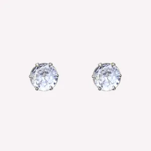 MEDIUM RHINESTONE STUD CLIP-ON EARRINGS IN SILVER