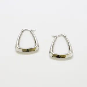 Medium Silver Triangle Hoop Earrings