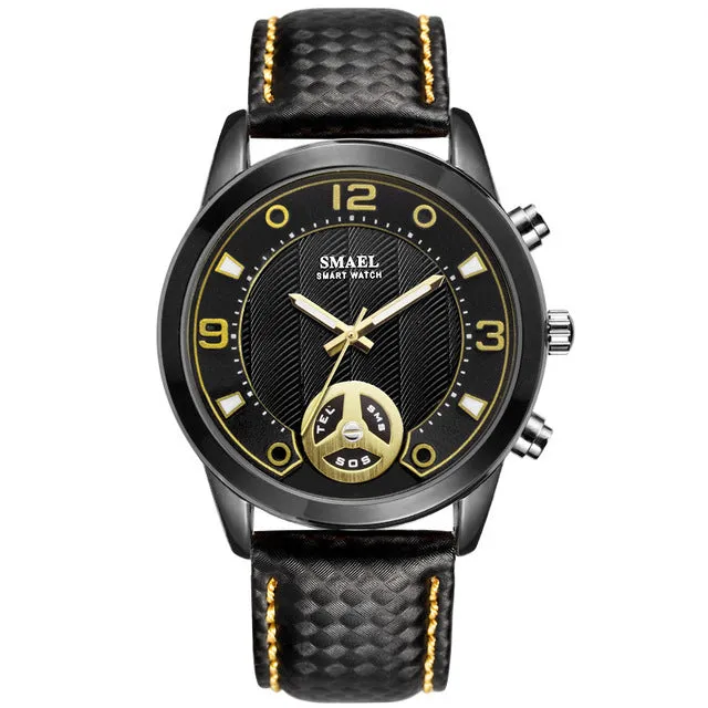 Men's 3D Dial Plaid Leather Watches