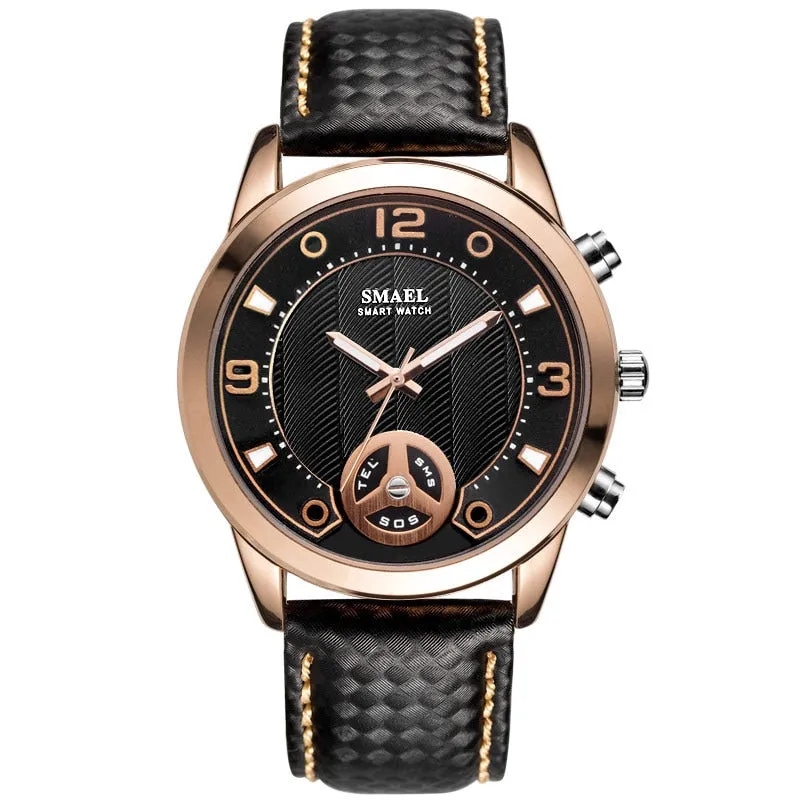 Men's 3D Dial Plaid Leather Watches