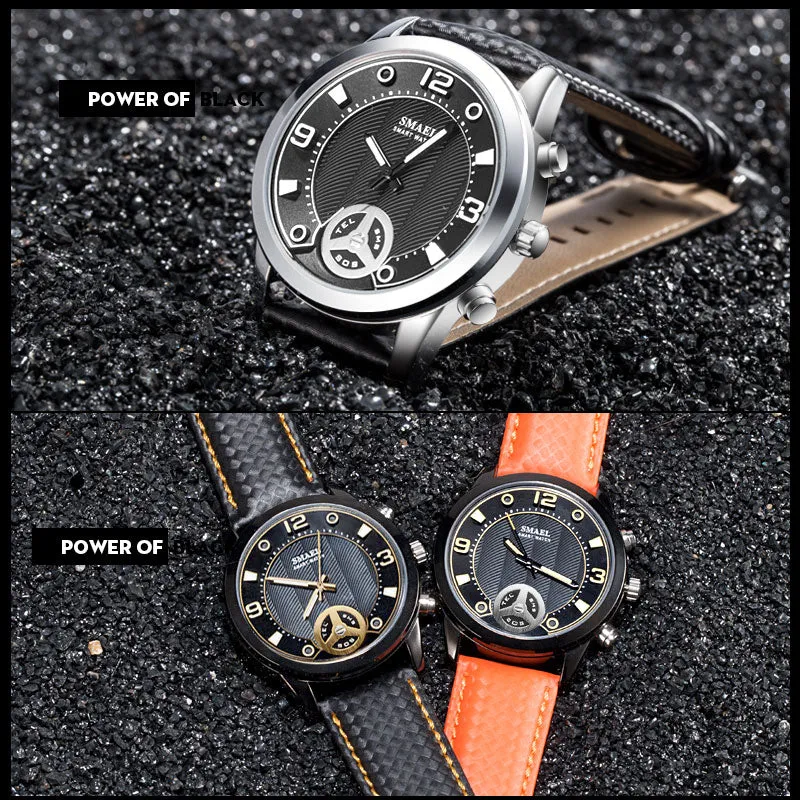 Men's 3D Dial Plaid Leather Watches
