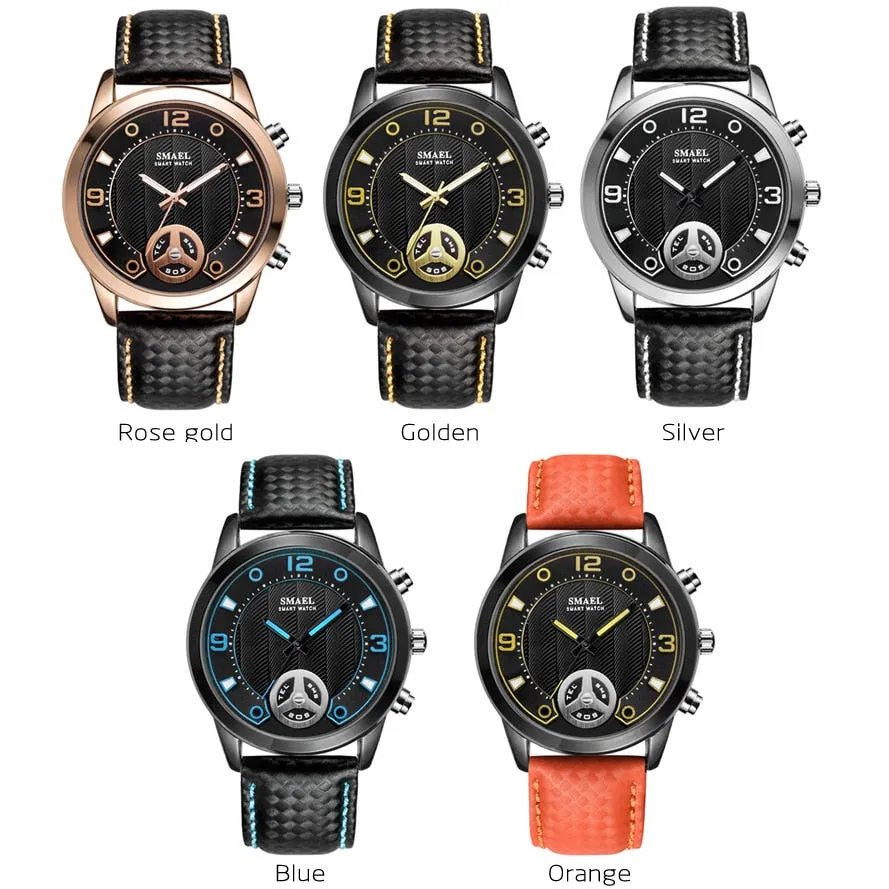 Men's 3D Dial Plaid Leather Watches