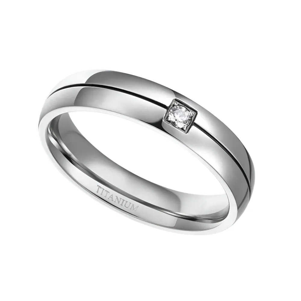 Men's Titanium Wedding Band with Diamond