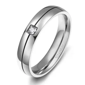 Men's Titanium Wedding Band with Diamond