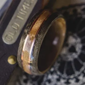 Mens Wedding band featuring Birds eye maple, Grey maple and Copper inlay