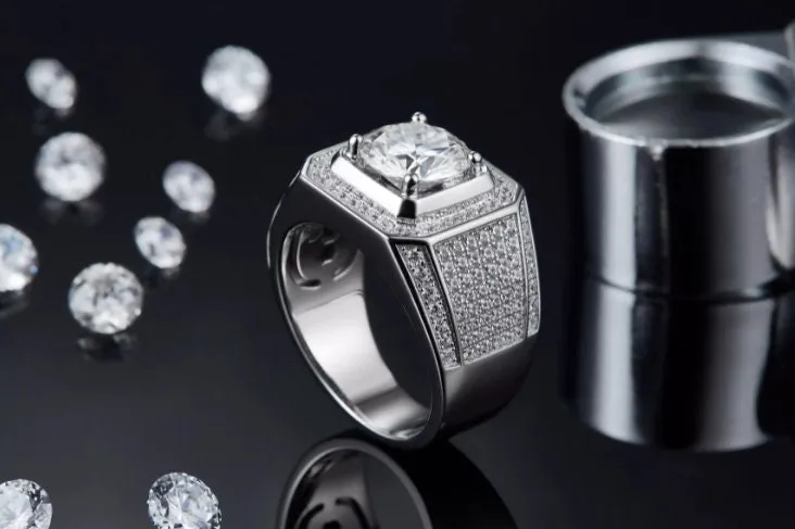 Mens Wedding Ring | Moissanite Ring | Mens Moissanite Ring | Iced Out Ring