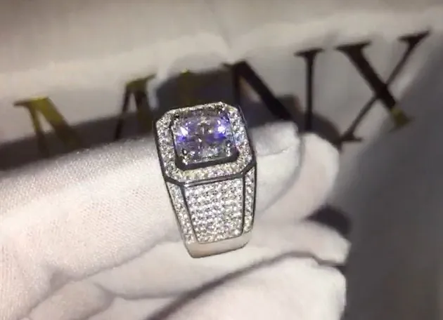 Mens Wedding Ring | Moissanite Ring | Mens Moissanite Ring | Iced Out Ring