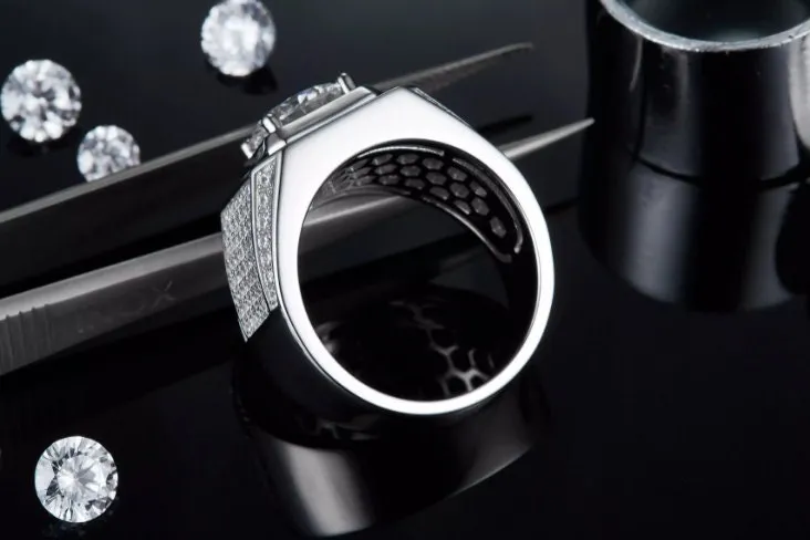 Mens Wedding Ring | Moissanite Ring | Mens Moissanite Ring | Iced Out Ring