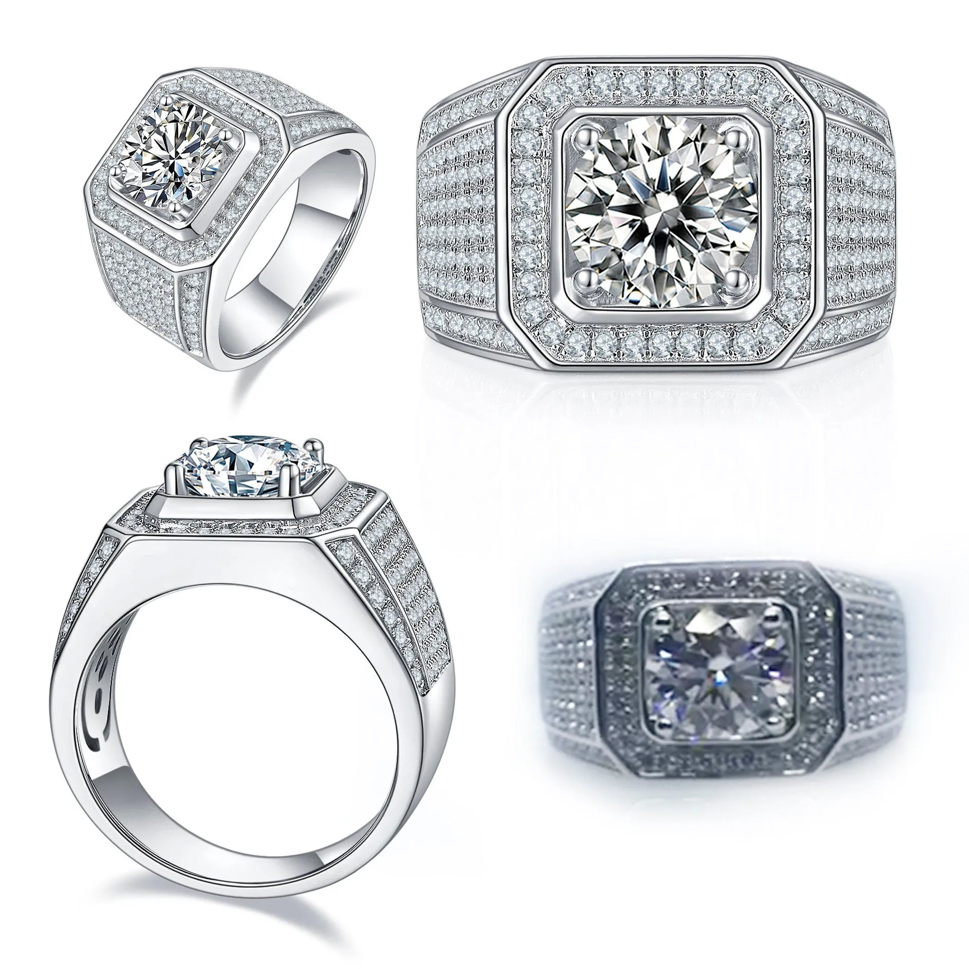 Mens Wedding Ring | Moissanite Ring | Mens Moissanite Ring | Iced Out Ring