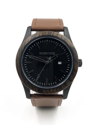Mens Wood Watches | Walnut | Brown Leather