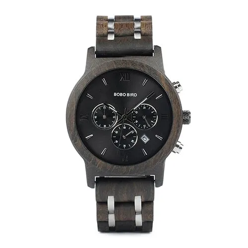 Men's Wooden Quartz Watch with Date