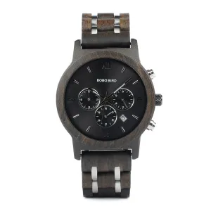 Men's Wooden Quartz Watch with Date
