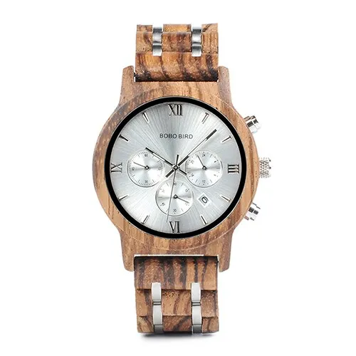 Men's Wooden Quartz Watch with Date