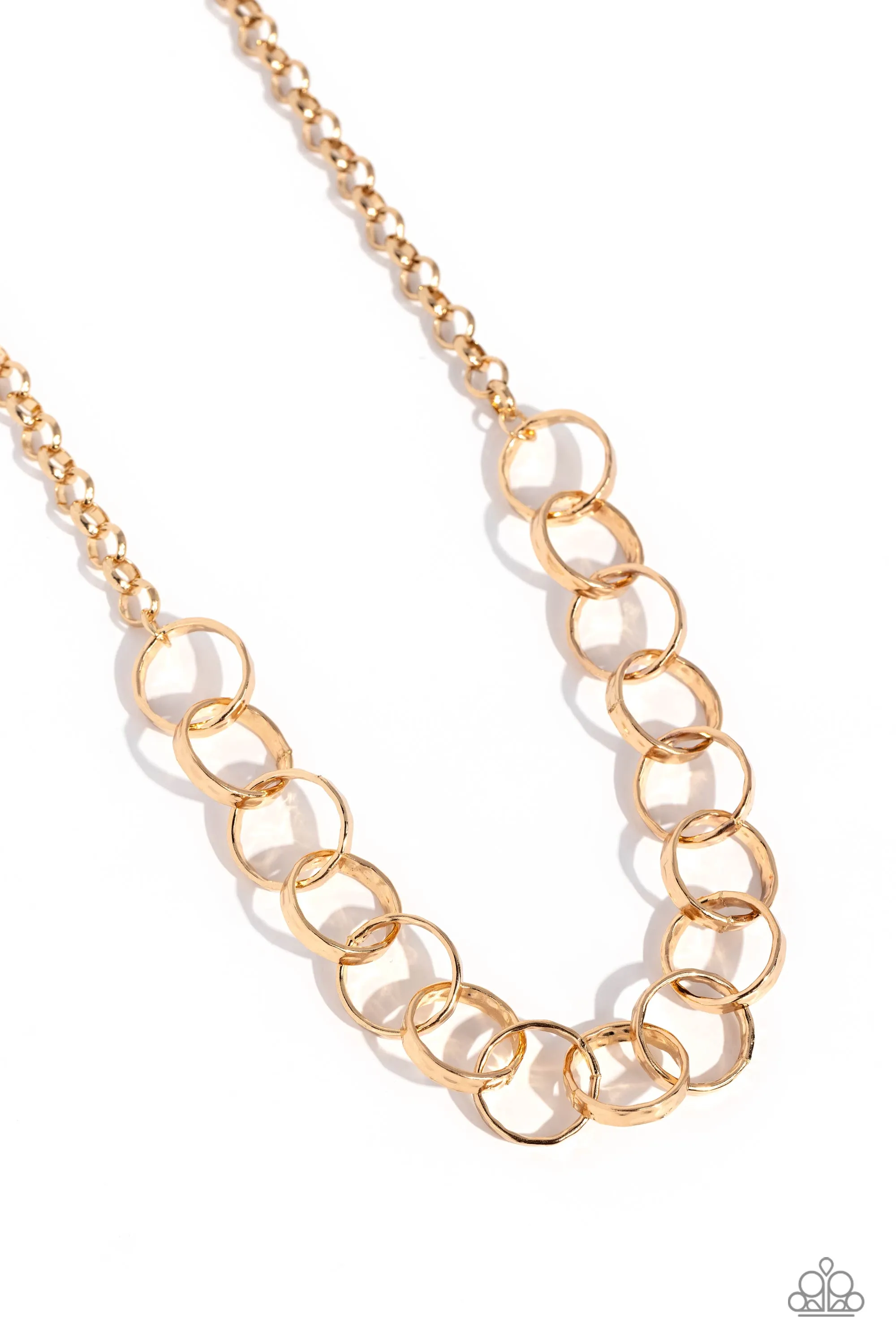 Metro Medley - Gold - Interlocking Ring Paparazzi Short Necklace