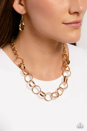Metro Medley - Gold - Interlocking Ring Paparazzi Short Necklace