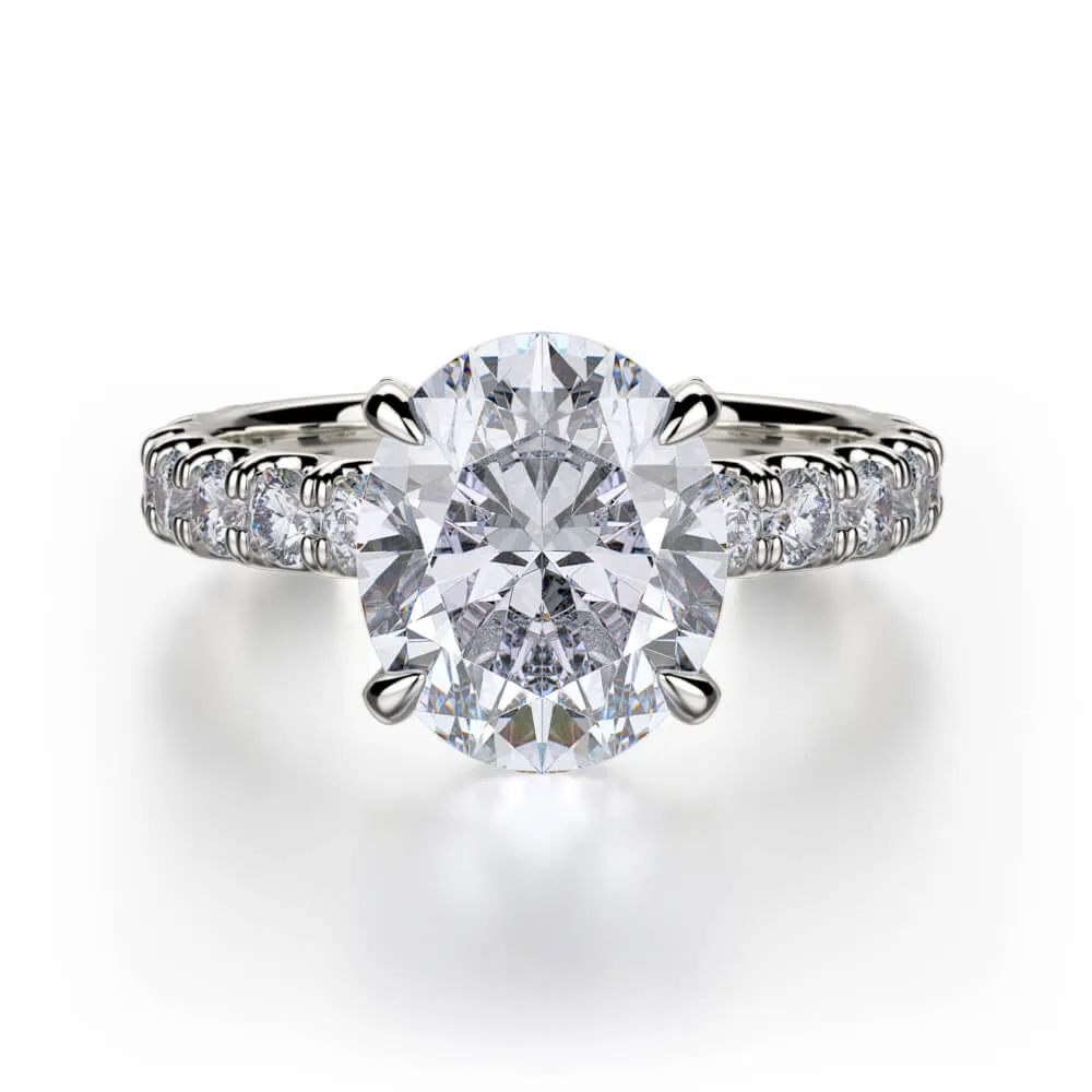 Michael M Crown Oval Center Diamond Engagement Ring R731-3RD
