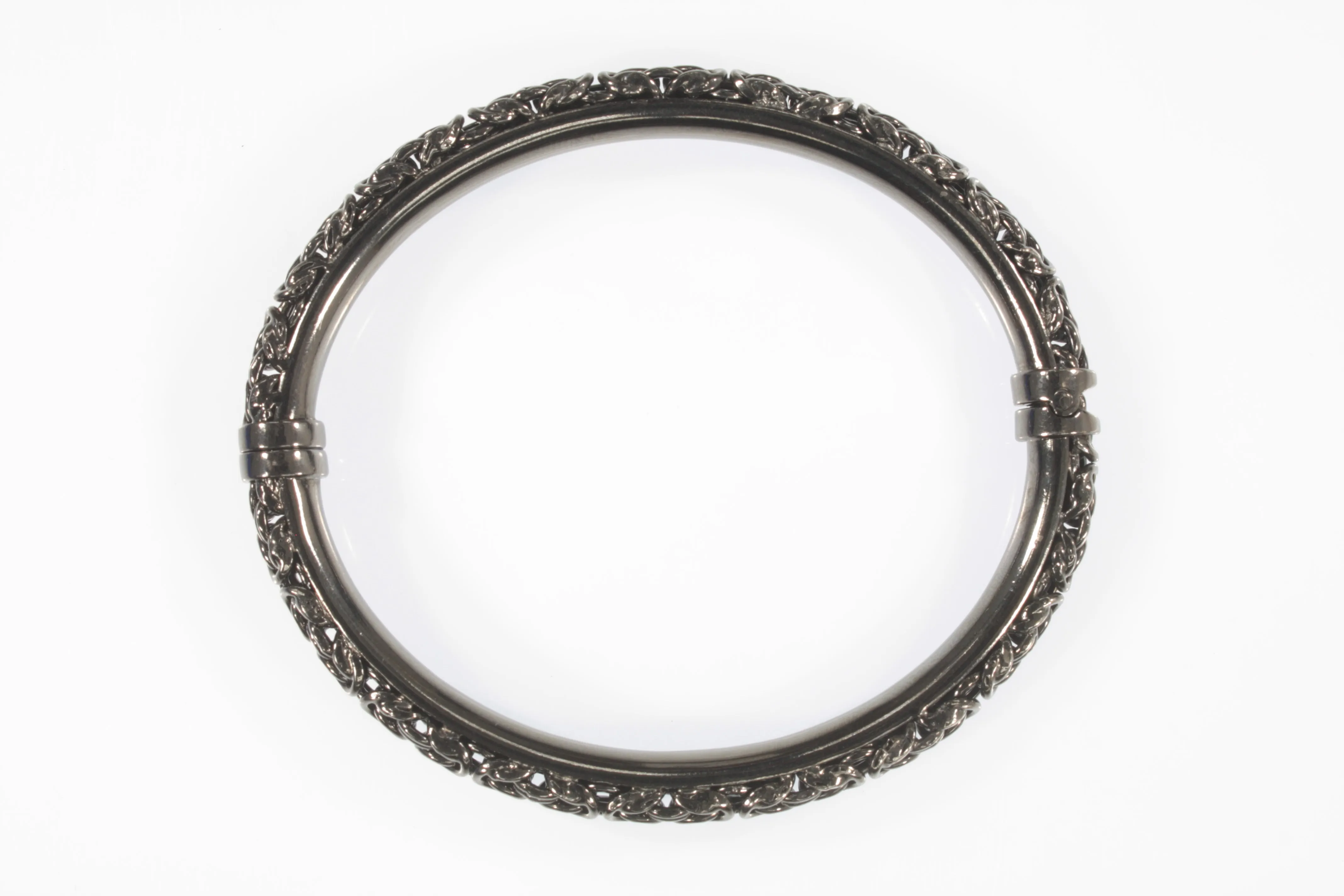 Milor Sterling Silver Oxidized Byzantine Bangle Bracelet 20.3g