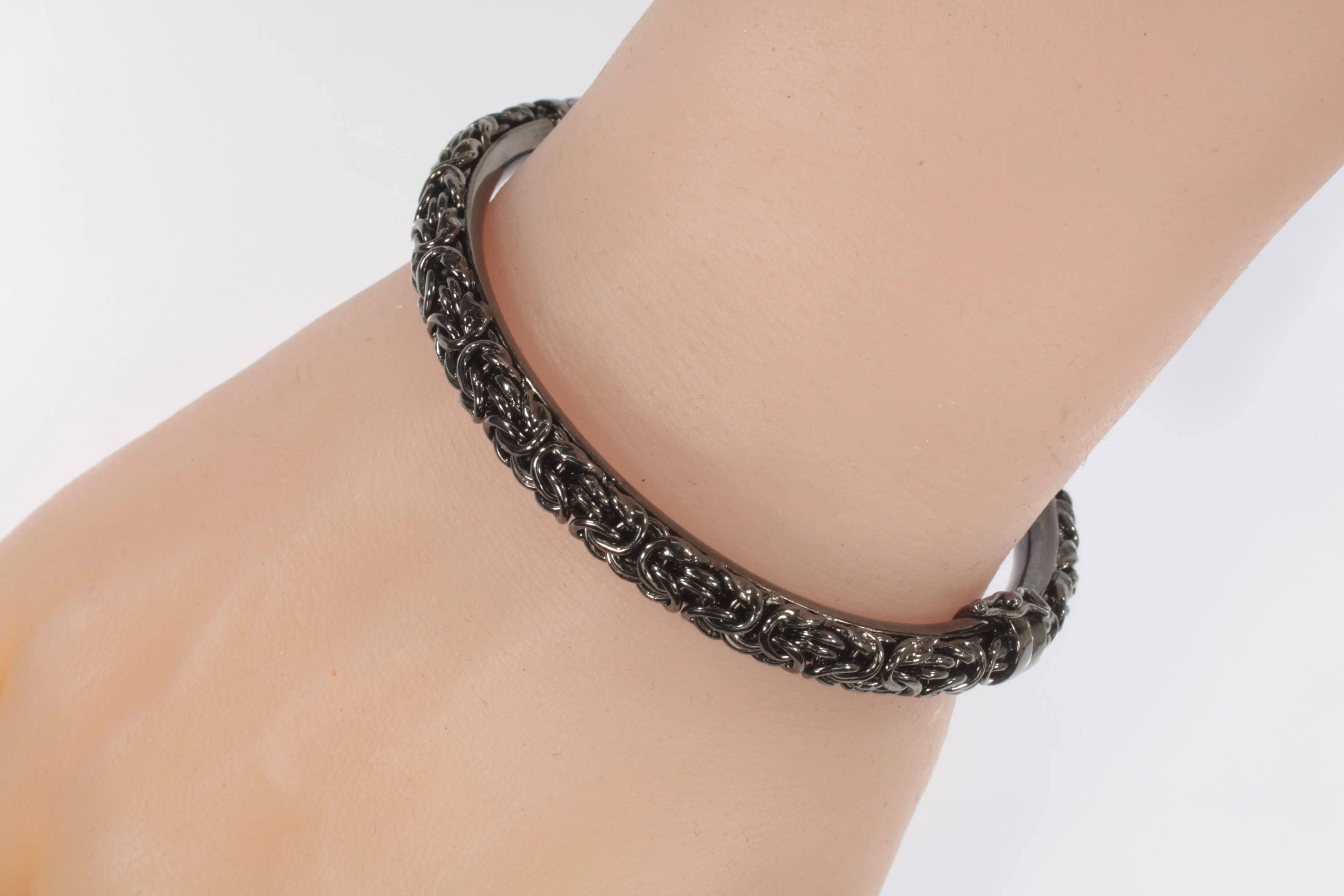 Milor Sterling Silver Oxidized Byzantine Bangle Bracelet 20.3g