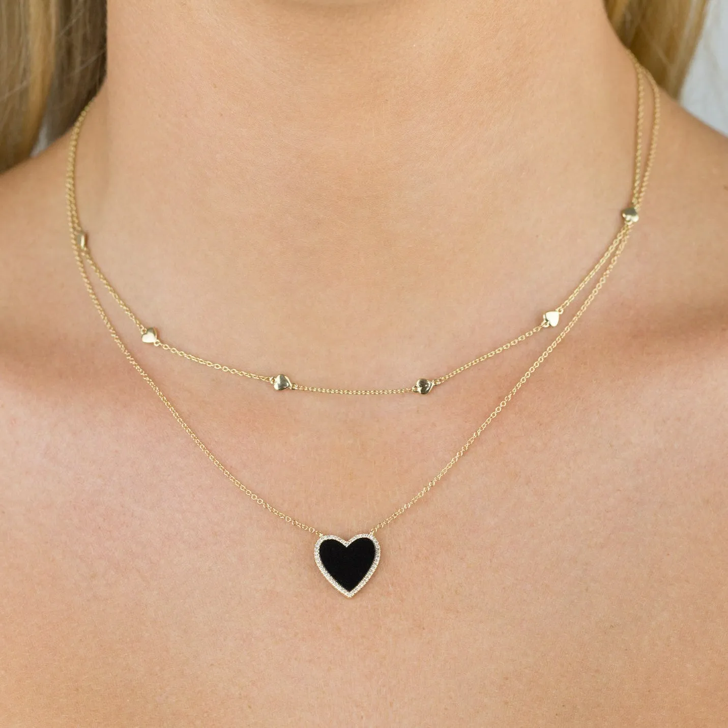 Mini Hearts Necklace 14K