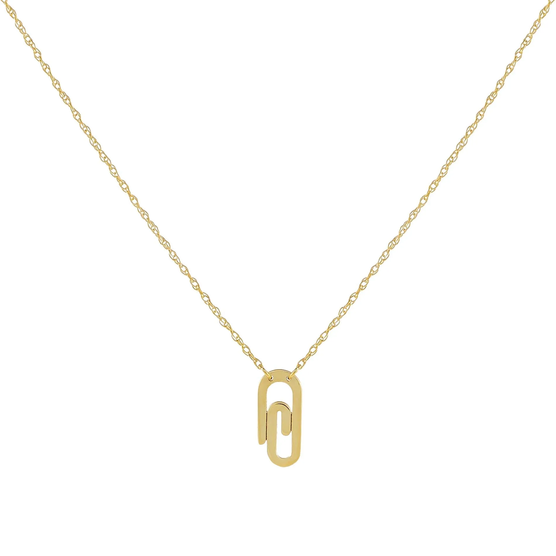 Mini Solid Paperclip Necklace 14K