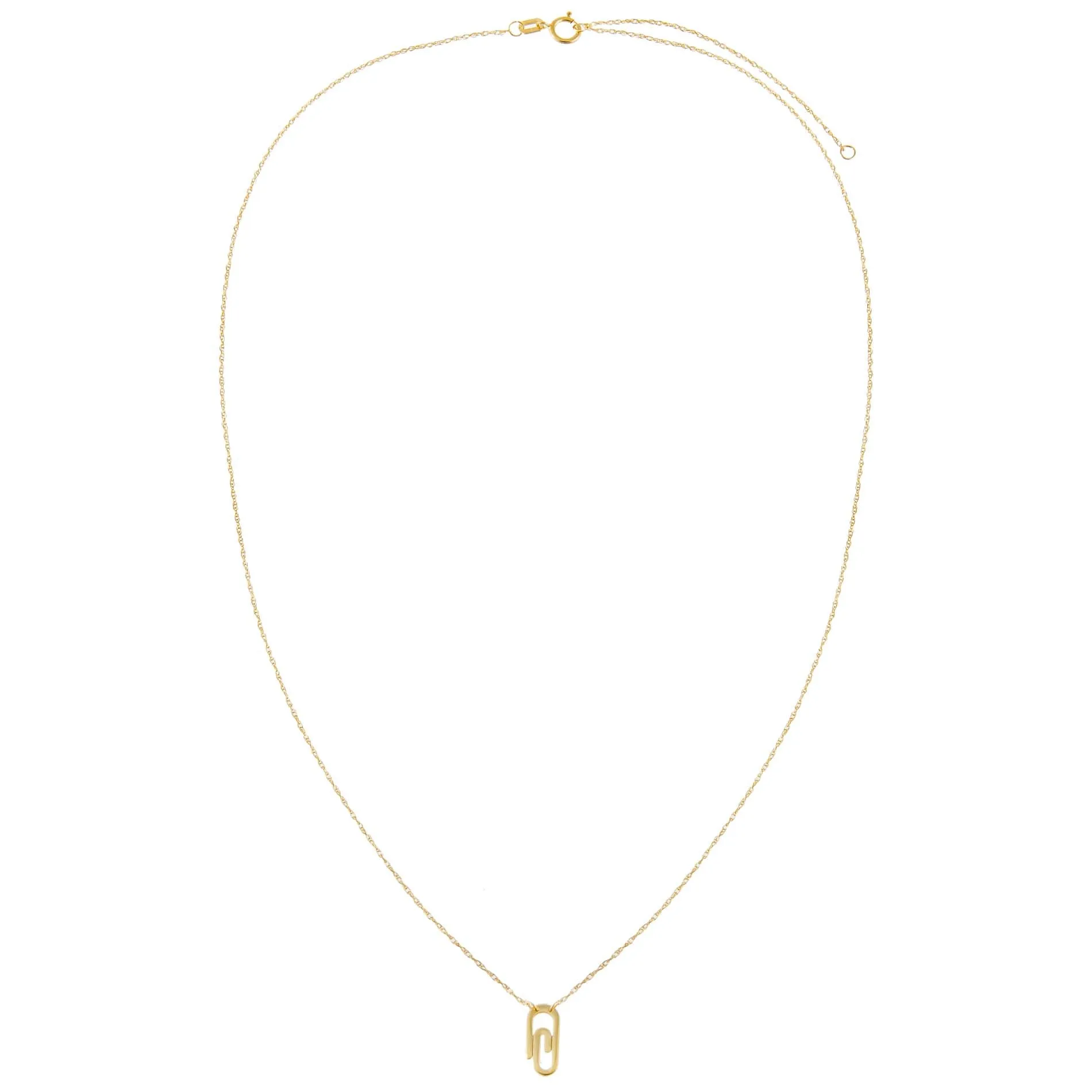 Mini Solid Paperclip Necklace 14K