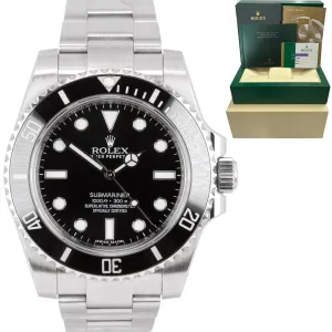 MINT 2015 PAPERS Rolex Submariner No-Date Steel 40mm Ceramic Dive Watch 114060