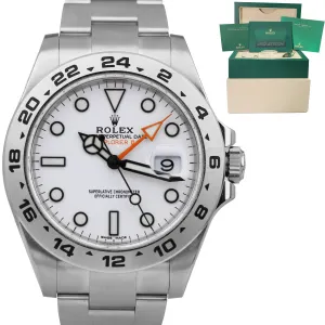 MINT 2021 NEW CARD Rolex Explorer II 216570 Orange POLAR WHITE 42mm GMT Watch