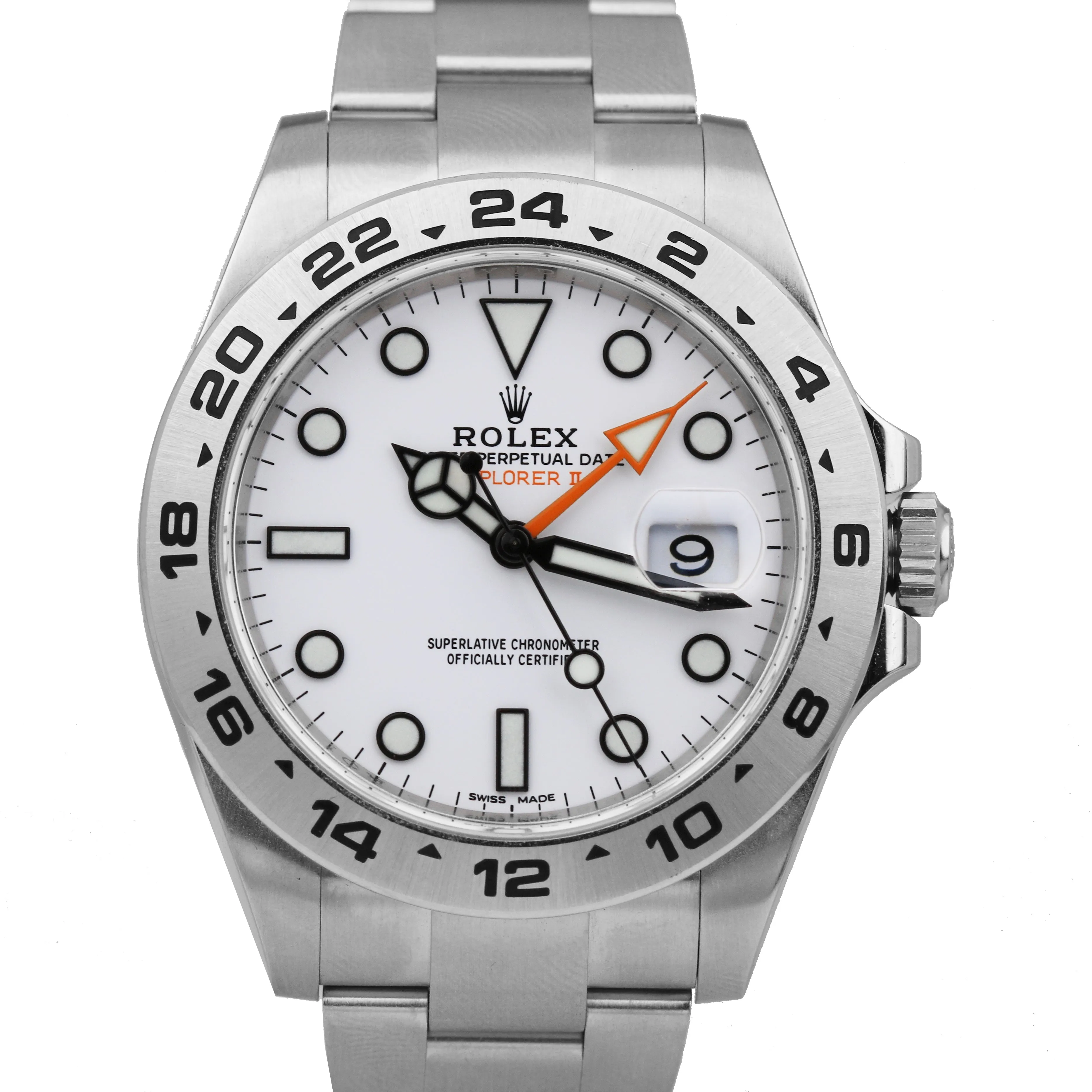 MINT 2021 NEW CARD Rolex Explorer II 216570 Orange POLAR WHITE 42mm GMT Watch