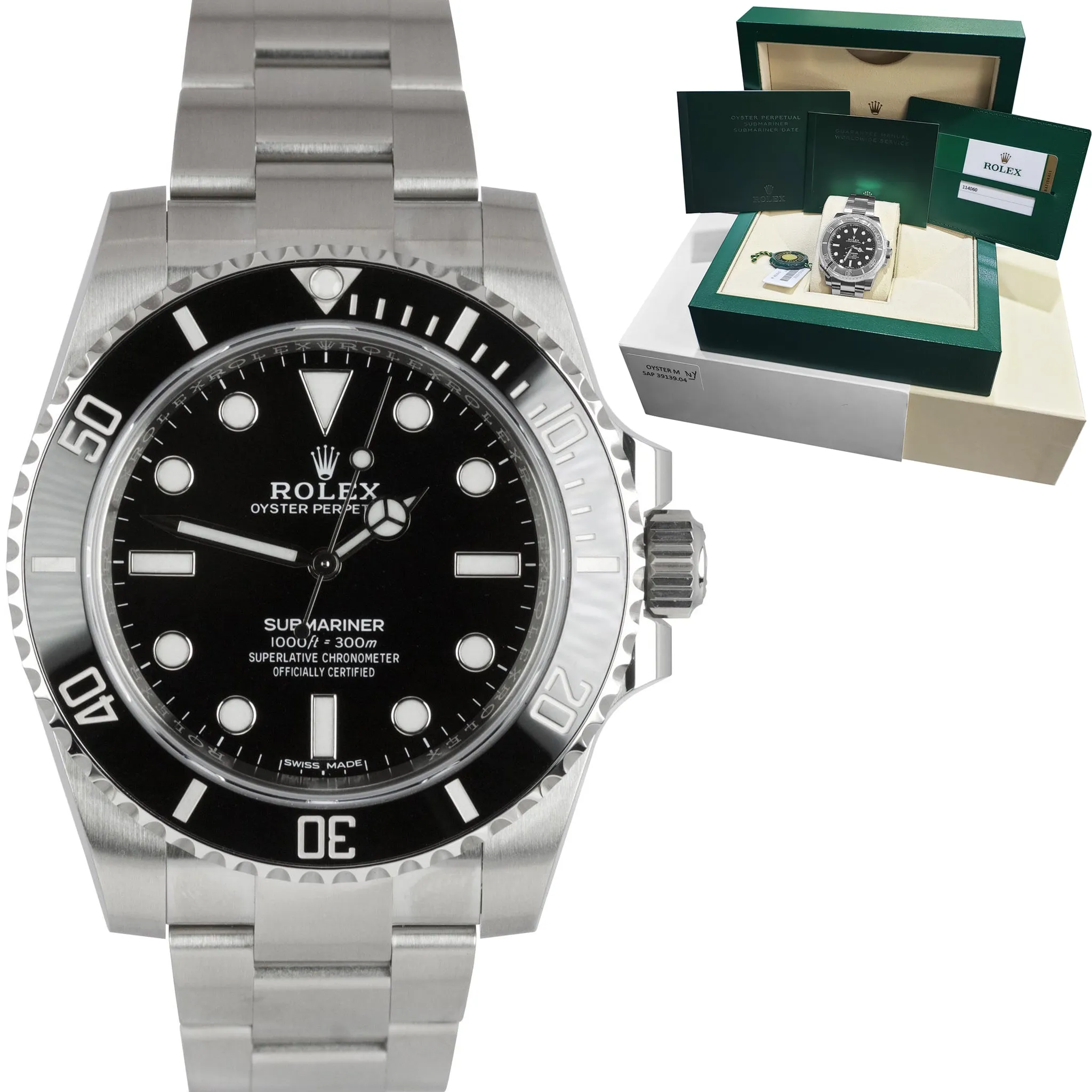 MINT FEBRUARY 2020 Rolex Submariner No-Date 114060 Stainless 40mm Black Watch