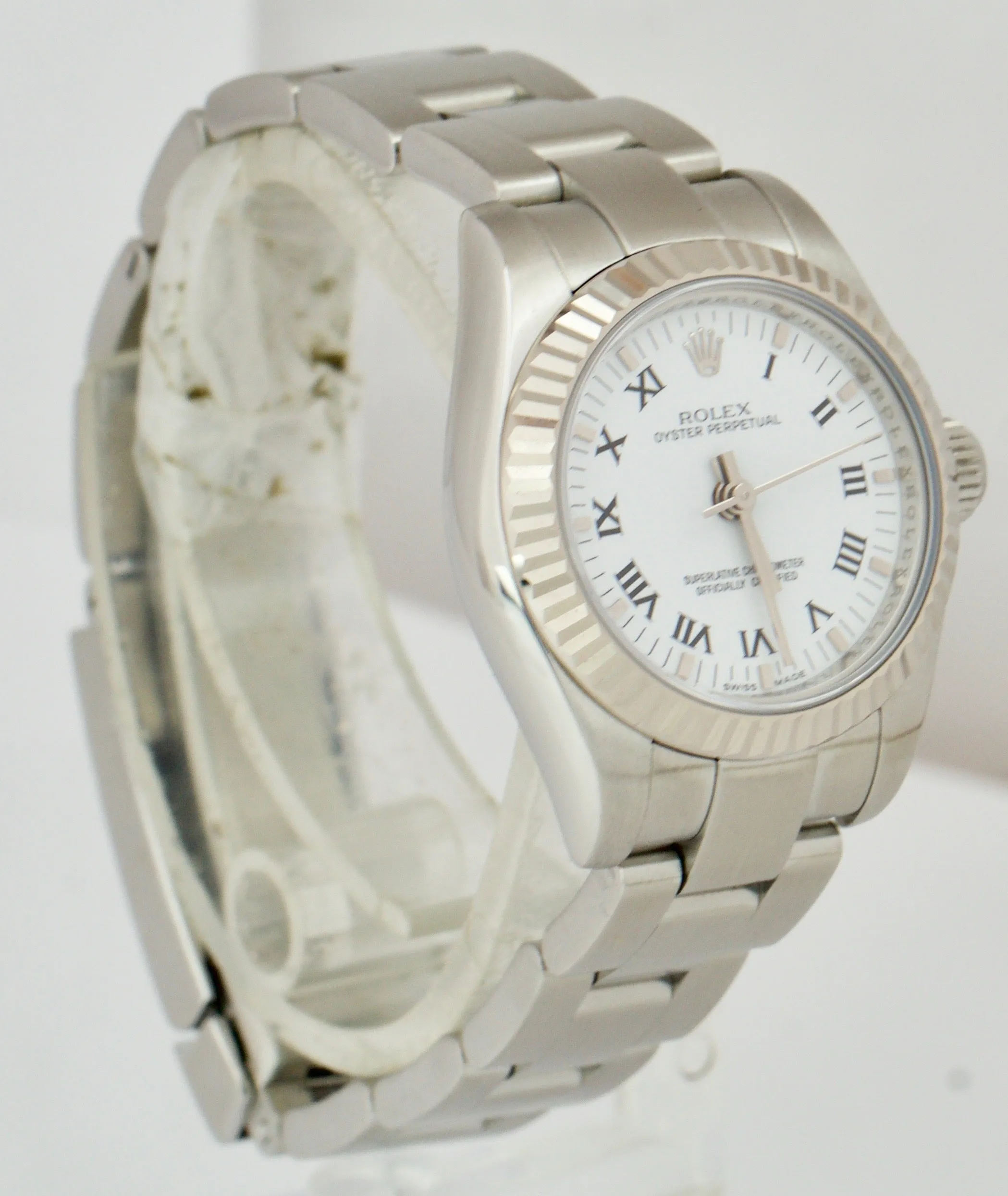 MINT Ladies Rolex Oyster Perpetual 26mm Stainless Steel White Roman 176234 Watch