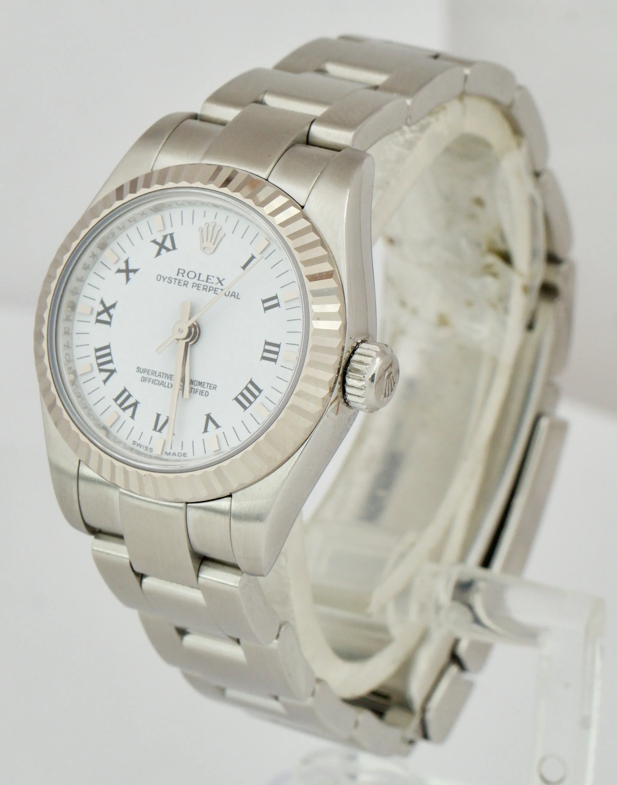 MINT Ladies Rolex Oyster Perpetual 26mm Stainless Steel White Roman 176234 Watch