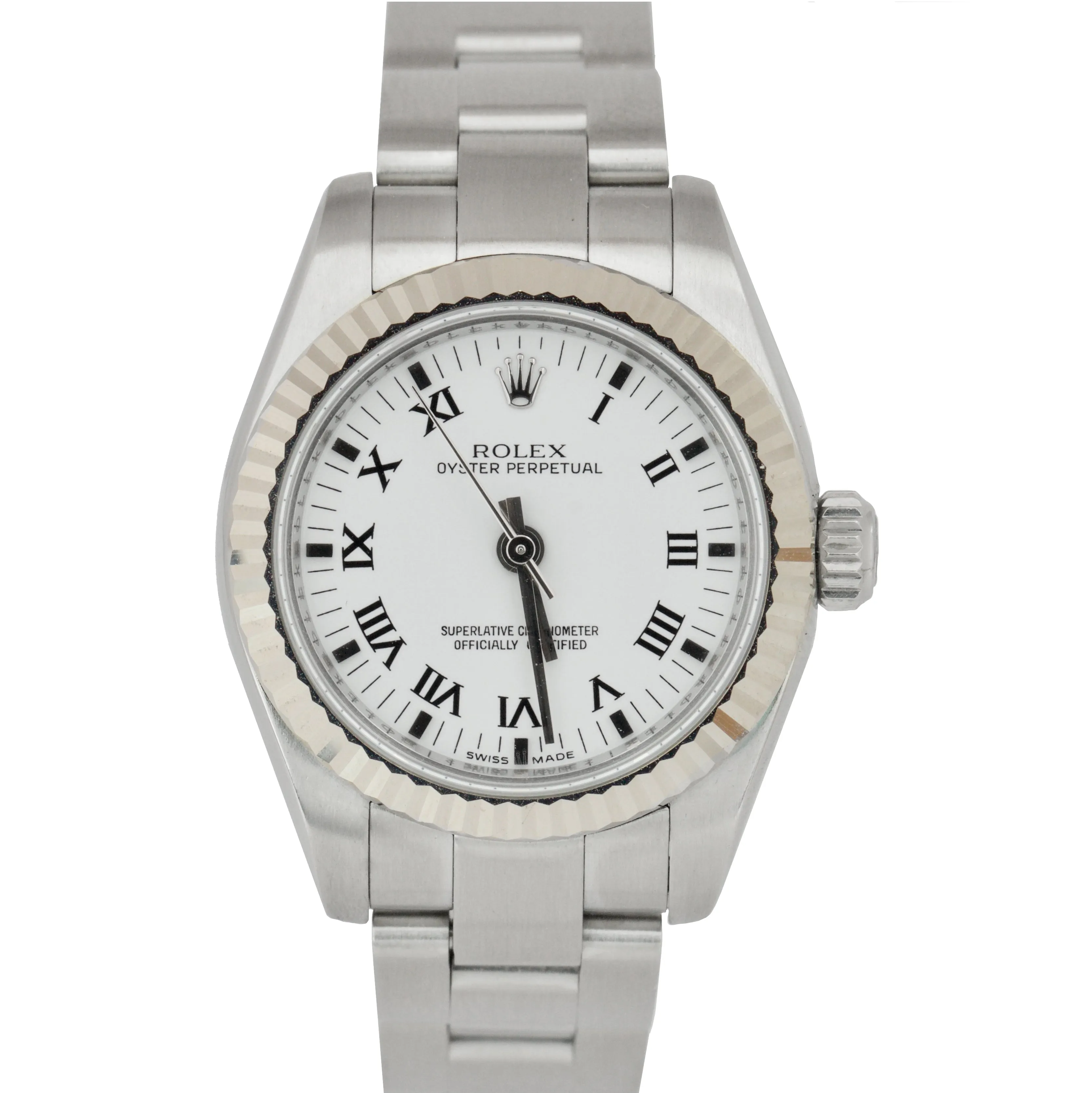 MINT Ladies Rolex Oyster Perpetual 26mm Stainless Steel White Roman 176234 Watch