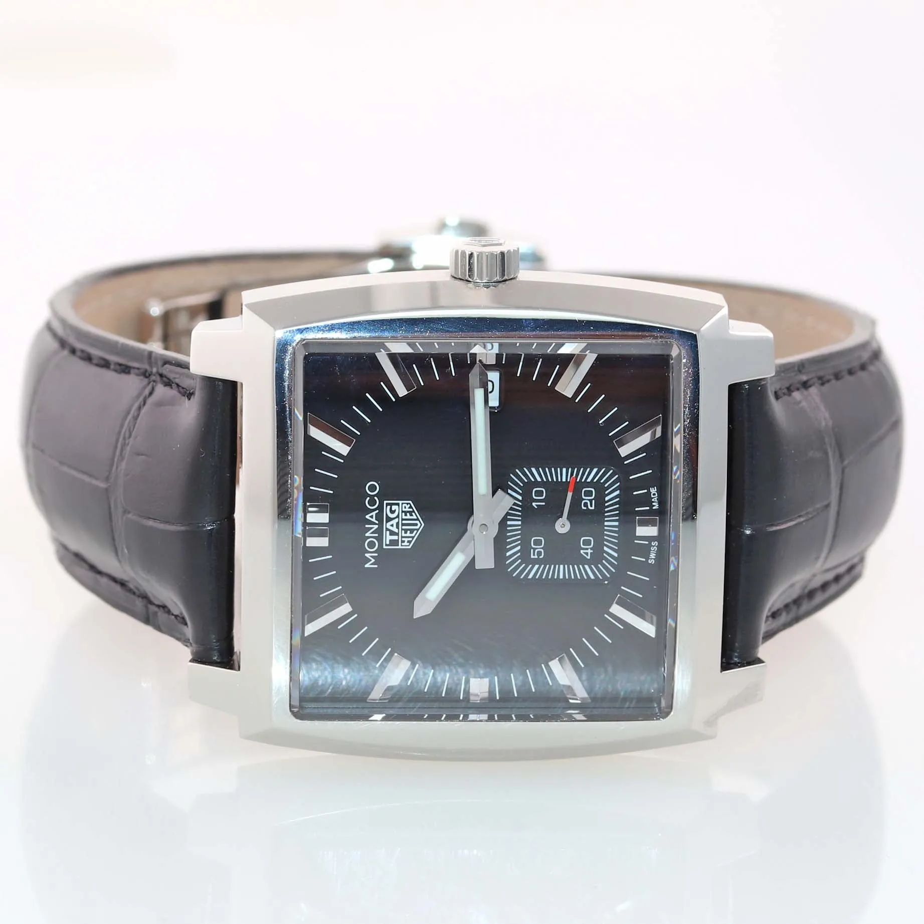 MINT PAPERS Tag Heuer Monaco WAW131A Quartz Black 37mm Steel Date Watch