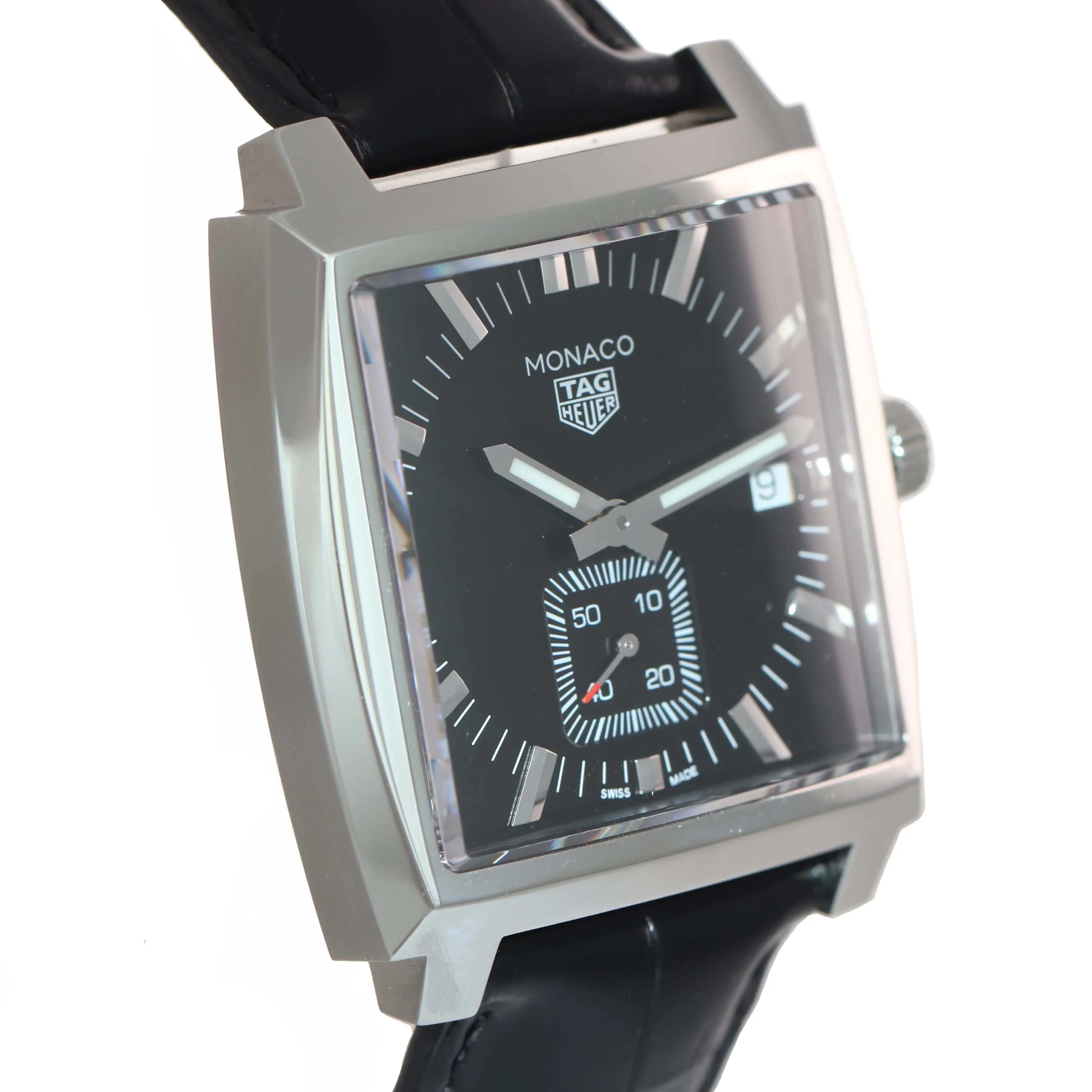 MINT PAPERS Tag Heuer Monaco WAW131A Quartz Black 37mm Steel Date Watch