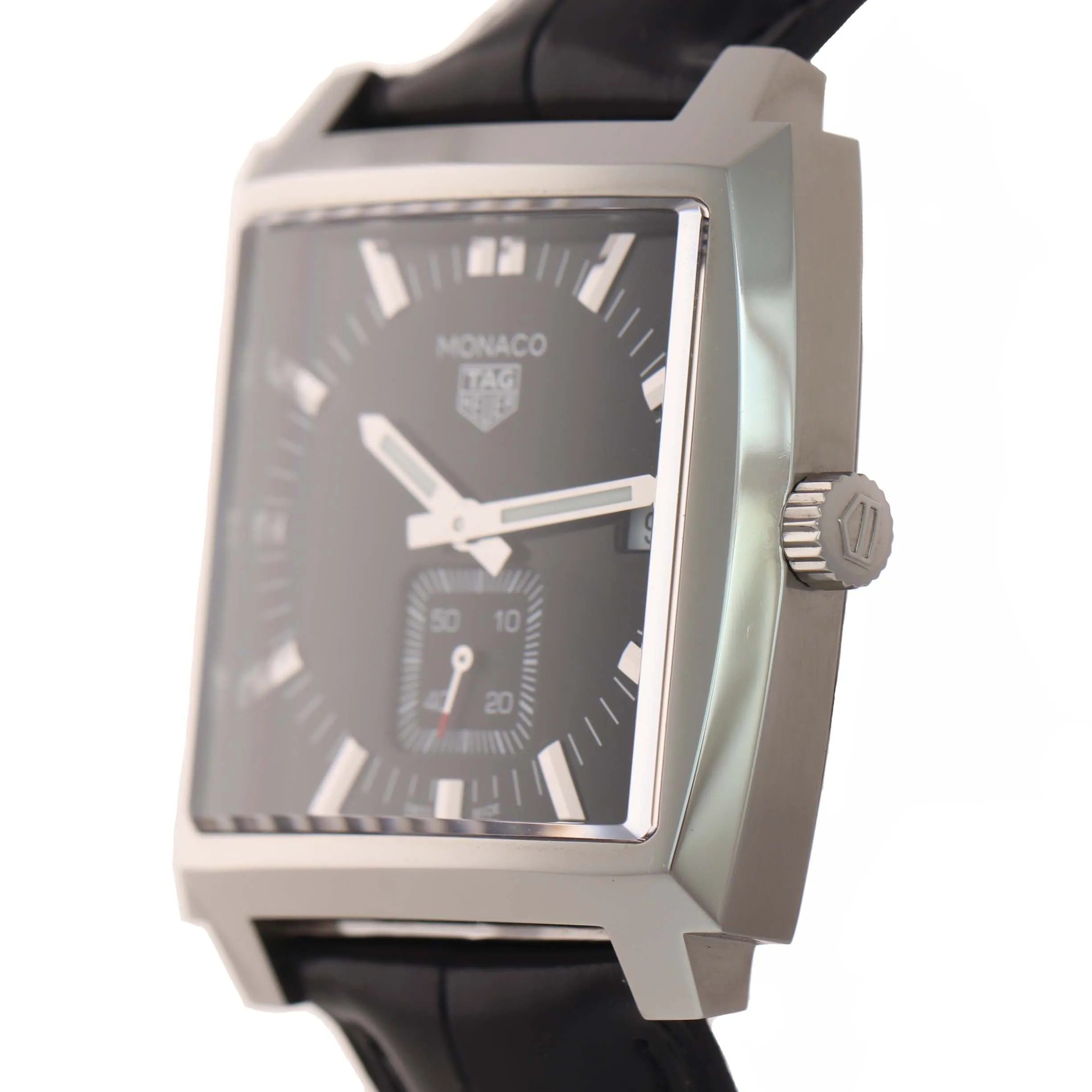 MINT PAPERS Tag Heuer Monaco WAW131A Quartz Black 37mm Steel Date Watch