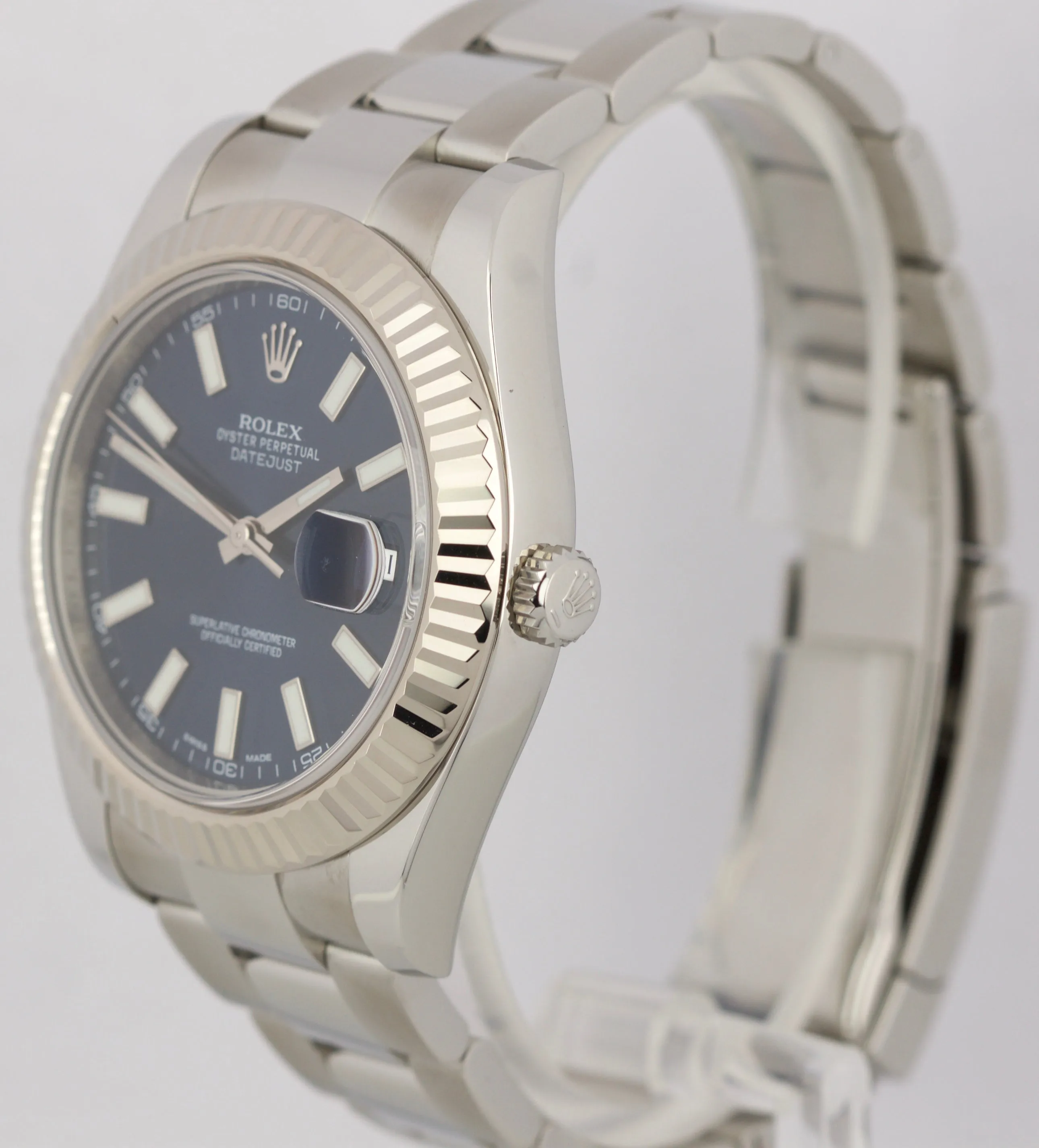 MINT Rolex Datejust II Blue Stainless Steel 41MM 18K White Gold Watch 116334 B P