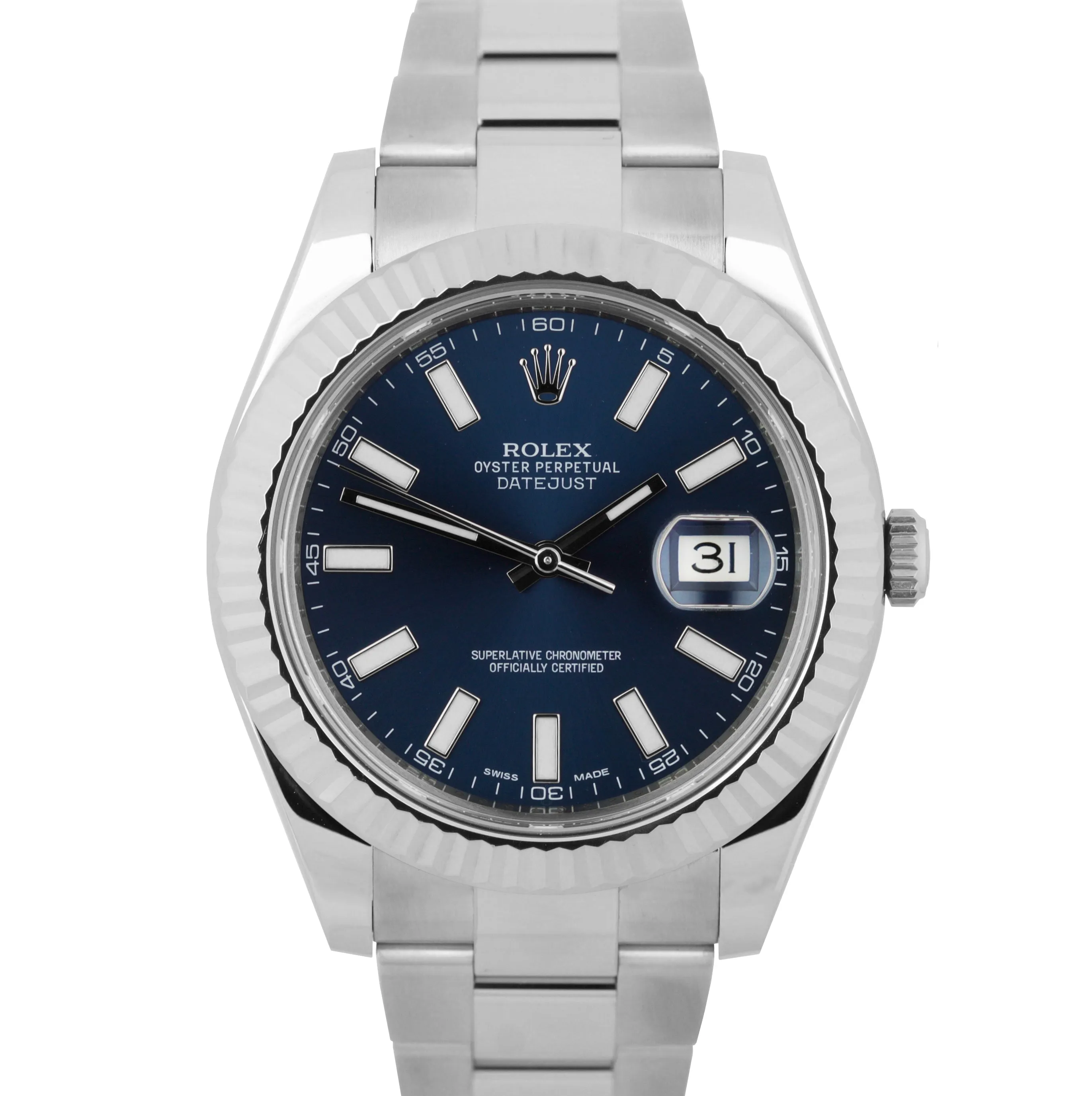 MINT Rolex Datejust II Blue Stainless Steel 41MM 18K White Gold Watch 116334 B P