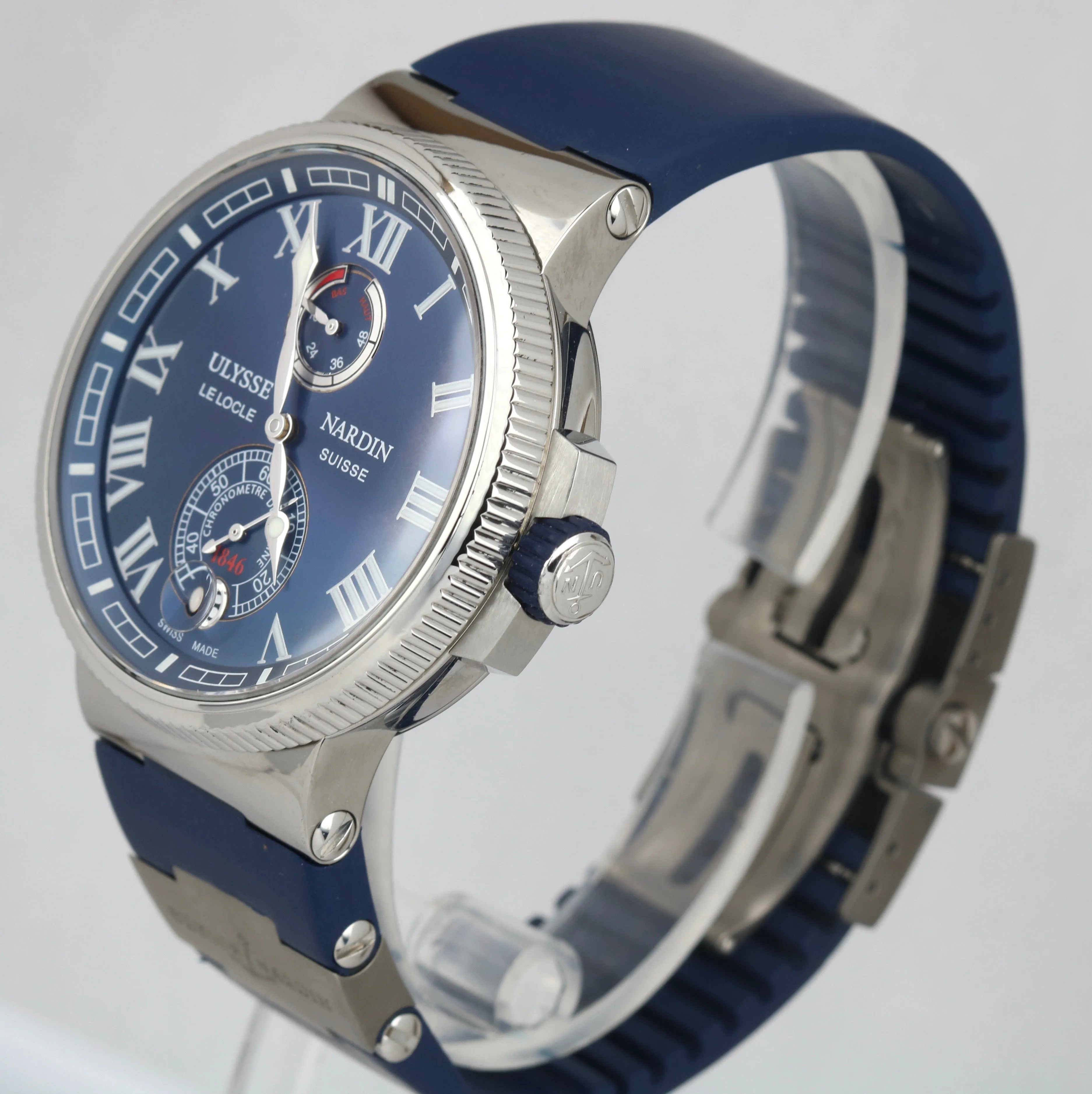 MINT Ulysse Nardin Maxi Marine Stainless Steel Blue Rubber 43mm 1183-126 Watch