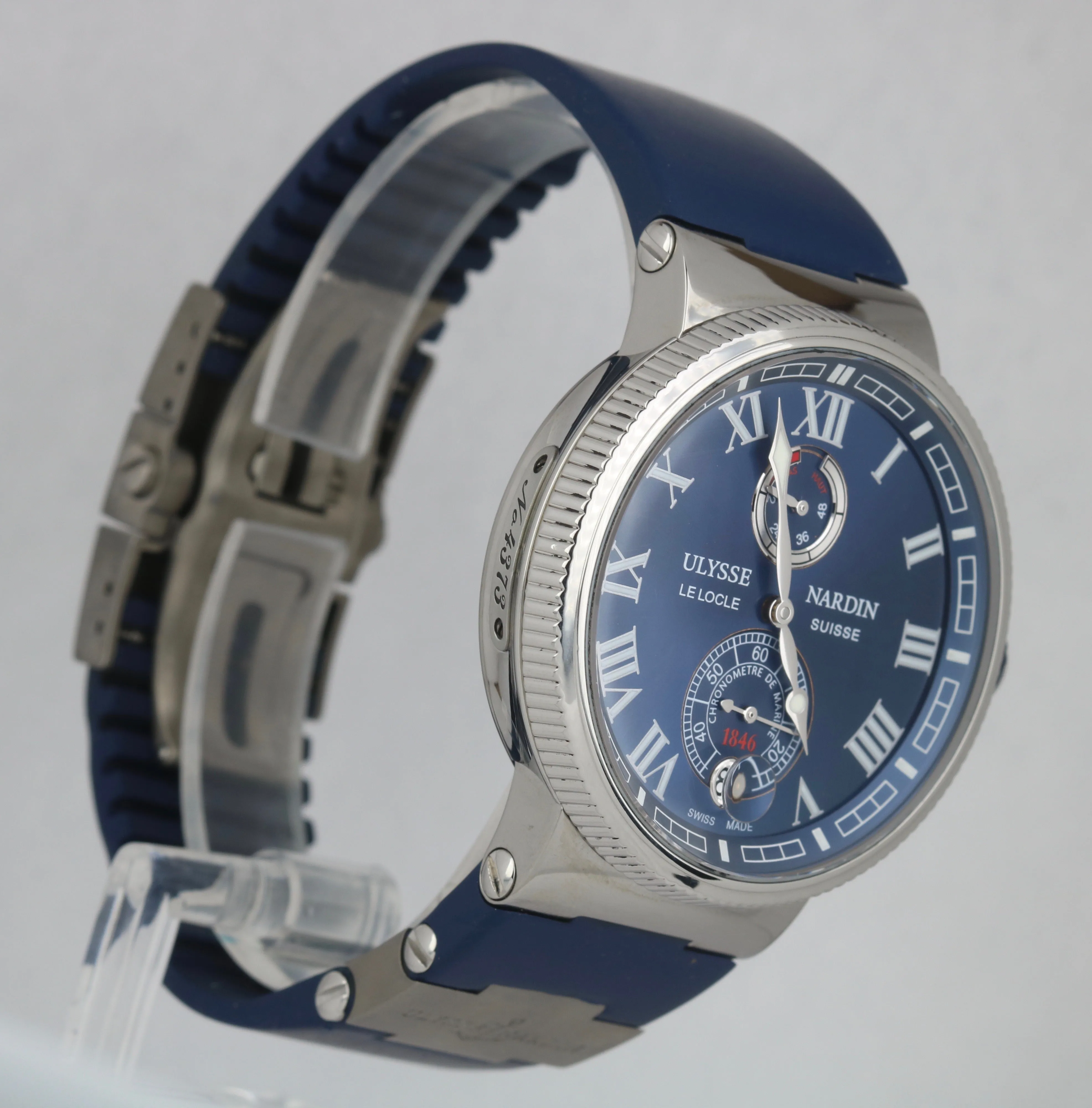 MINT Ulysse Nardin Maxi Marine Stainless Steel Blue Rubber 43mm 1183-126 Watch