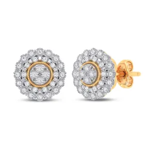 Miracle Surround Composite Stud Earrings with 0.15ct of Diamonds in 9ct Yellow Gold